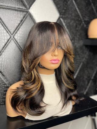 18" 5x5 Premade Closure Wig with Highlights (Ships Next Day)