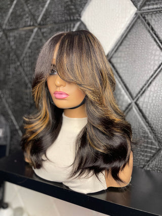 18" 5x5 Premade Closure Wig with Highlights (Ships Next Day)