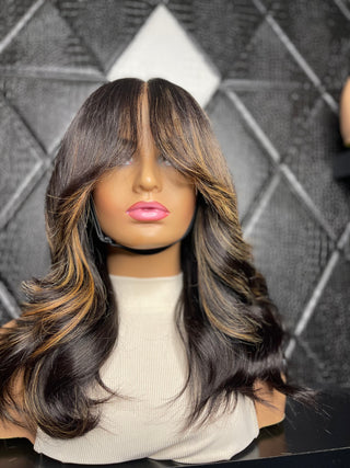 18" 5x5 Premade Closure Wig with Highlights (Ships Next Day)