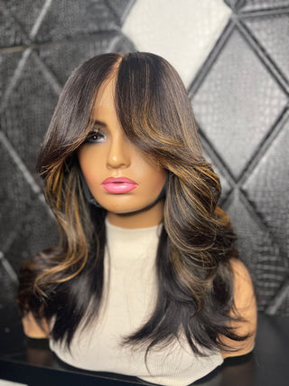 18" 5x5 Premade Closure Wig with Highlights (Ships Next Day)